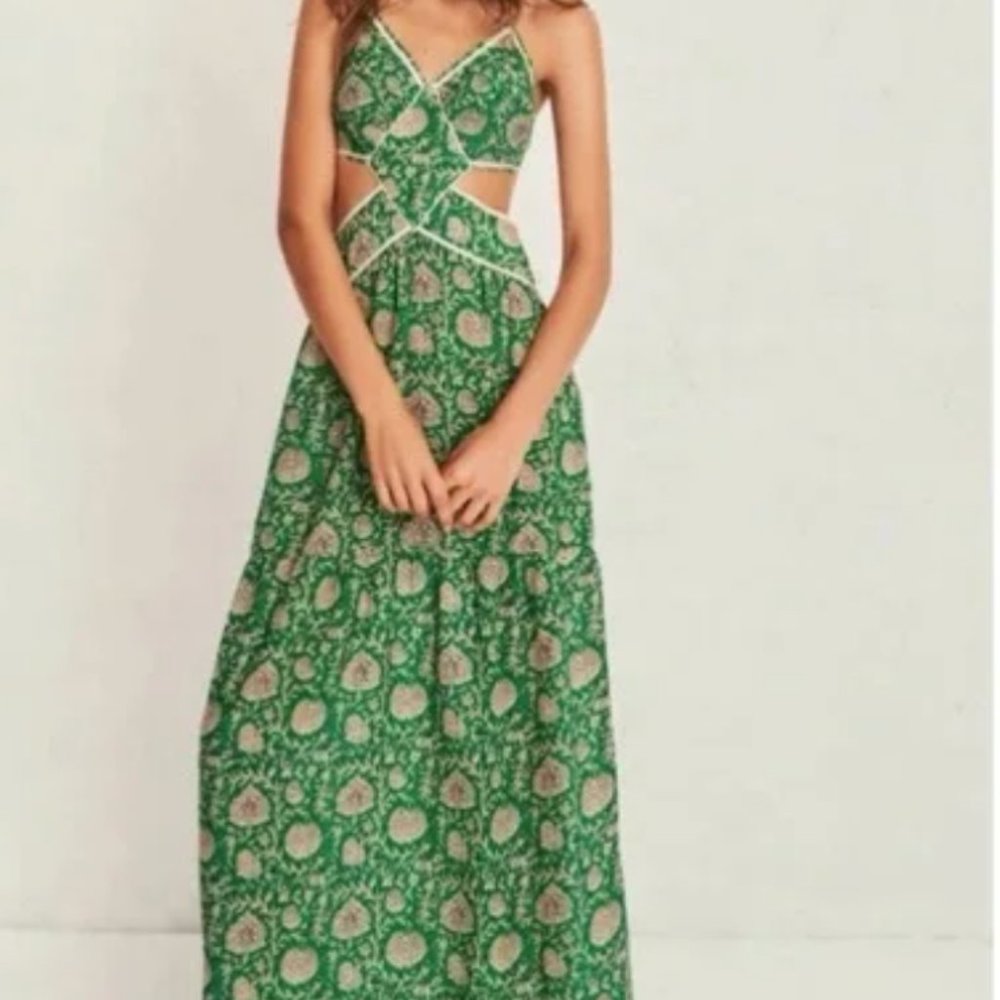 Ba&sh Green Maxi Summer Cutout Dress XS/S